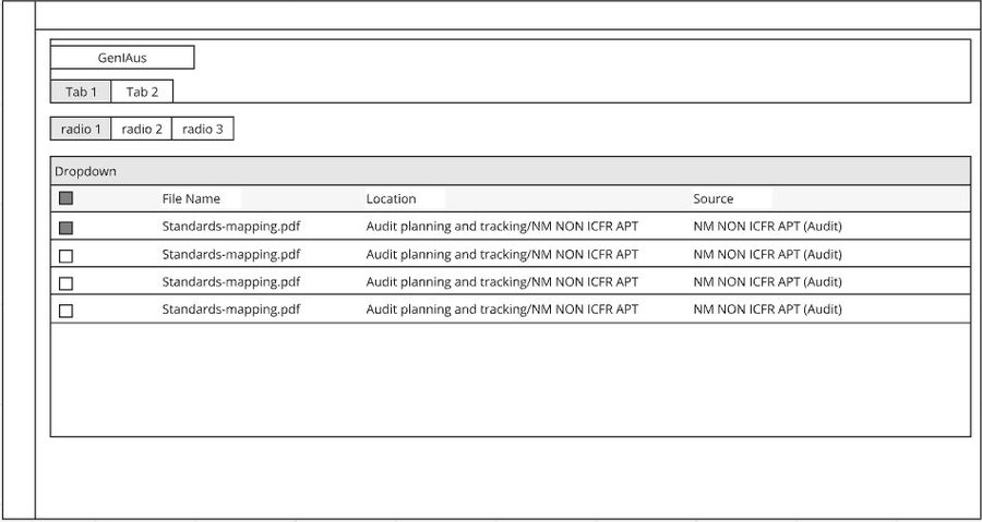 Single lo-fi wireframe of file selection screen